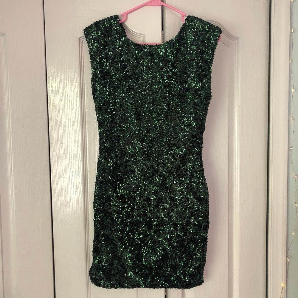Alice + Olivia green sequin dress